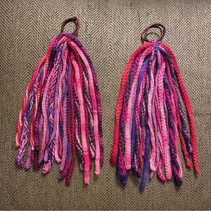 TWO Hair Falls Ponytails, Pink / Purple / Red, Wool